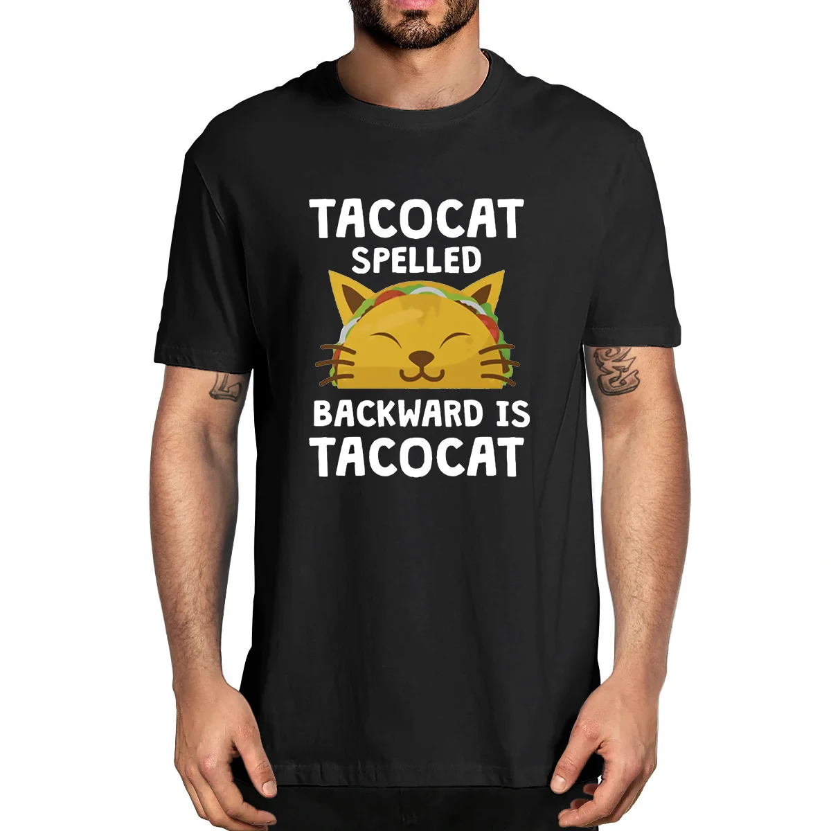 100% Cotton Tacocat Spelled Backward Is Taco Cat Shirt Gift New Design Funny Summer Mens Novelty T-Shirt Women Casual Tee