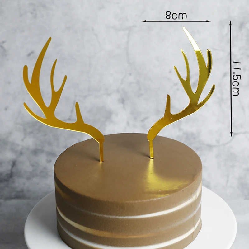 New Year Christmas Cake Decoration 2026 Acrylic Antlers Circular Pinecone Decor Merry Christmas Cake Topper Baking Ornament 2026