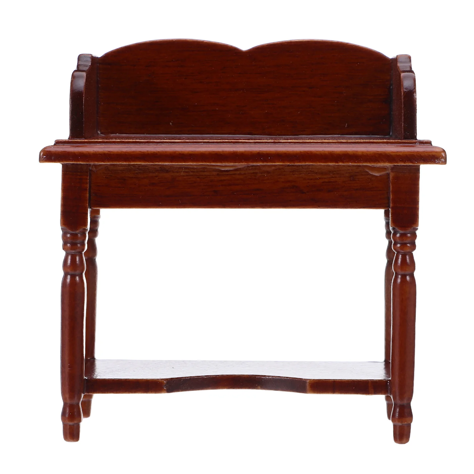 

Walnut Miniature Desk for Dollhouse Wooden Vintage Writing Table Pretend Play Learning Activity Study Room Setup Girls Creative