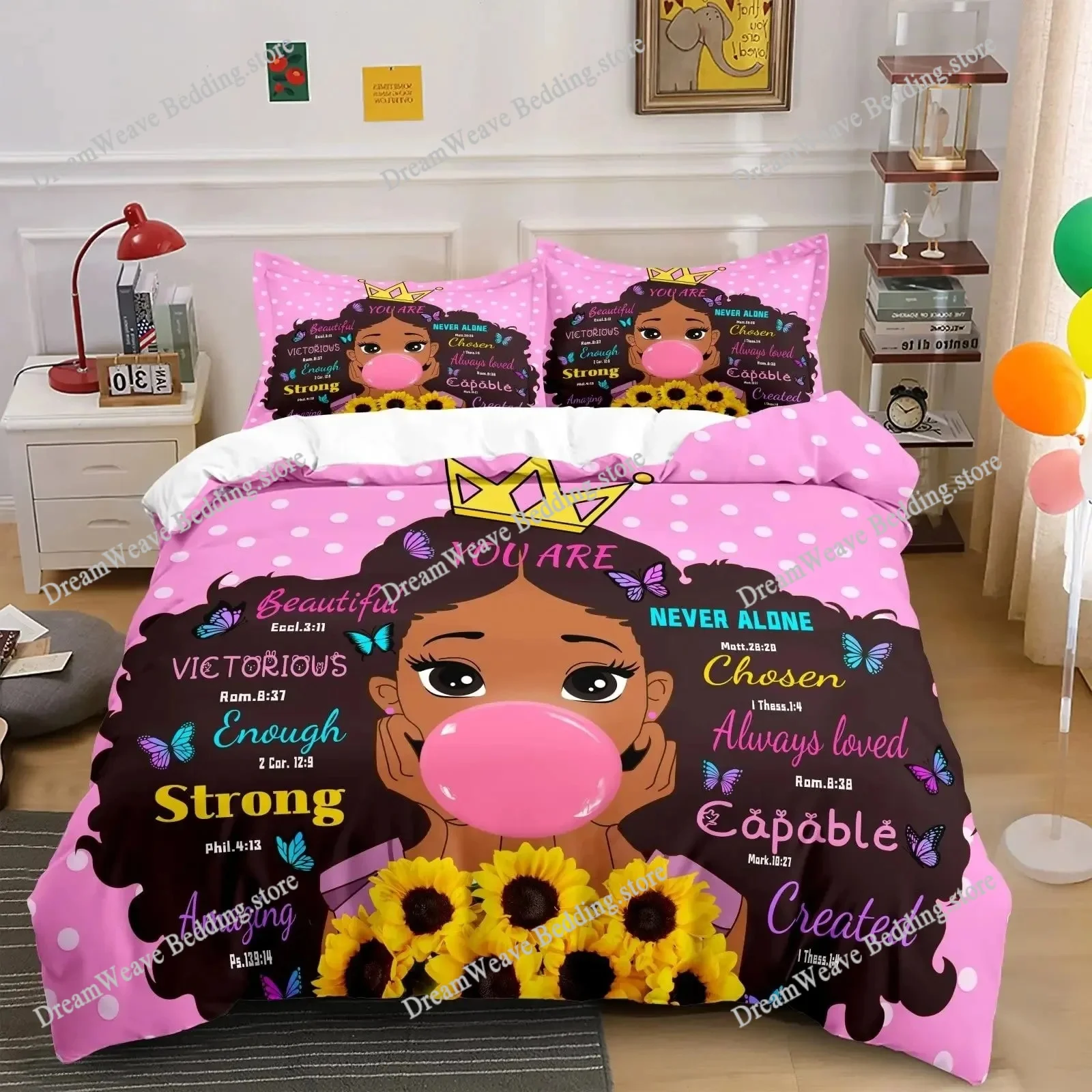 

Black Girl Duvet Cover Pillowcase Bedding Set Boy Girl Bedroom Decoration Children Gift Single Double Large Size Luxury Gift