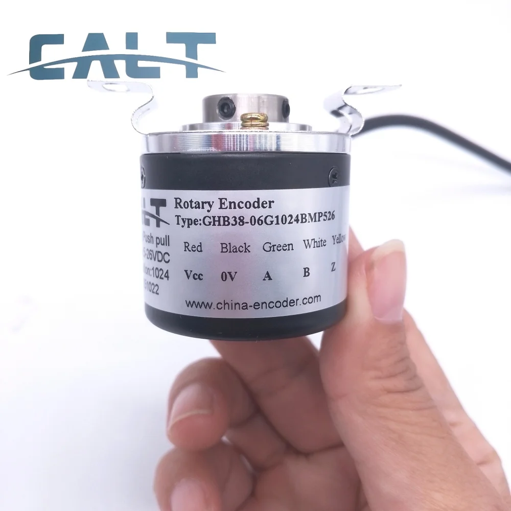 

CALT GHB38-06G1024BMP526 5-26VDC Incremental 6mm Blind Hollow Shaft Rotary Encoder 100 200 500 600 1000 ppr Pushpull Output
