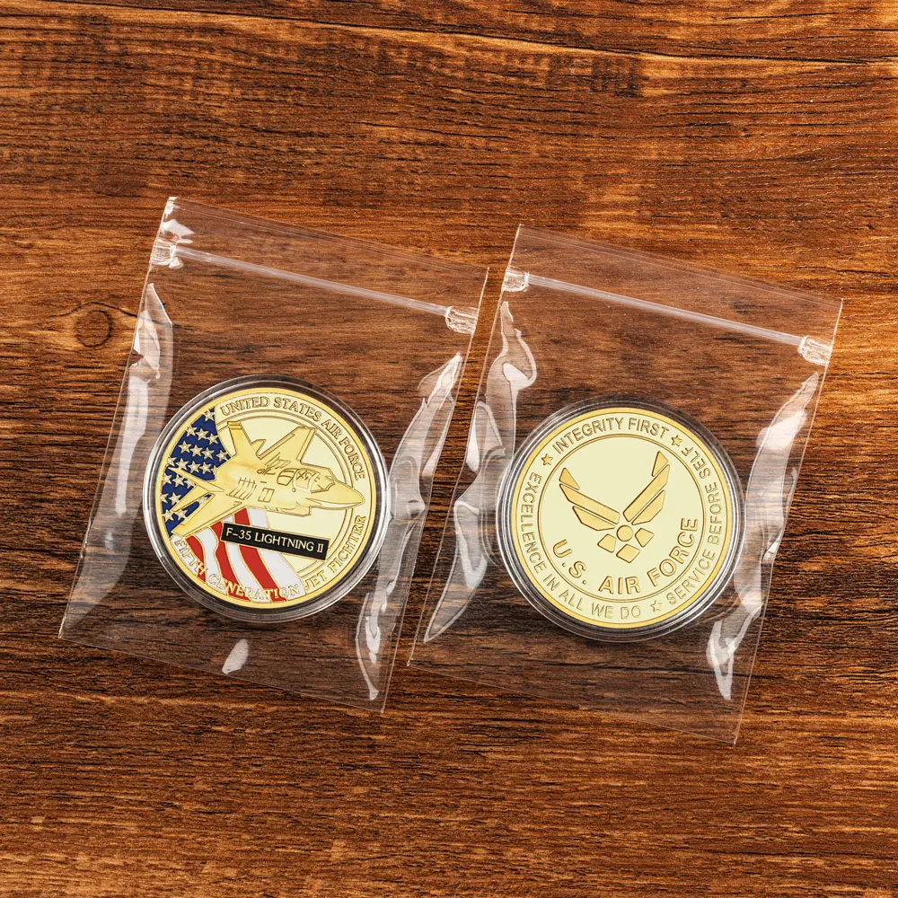 الطائرات المقاتلة الأمريكية العملات العسكرية سلاح الجو F-35 البرق المقاتلة العملات التذكارية التحدي عملة ديكور المنزل #6