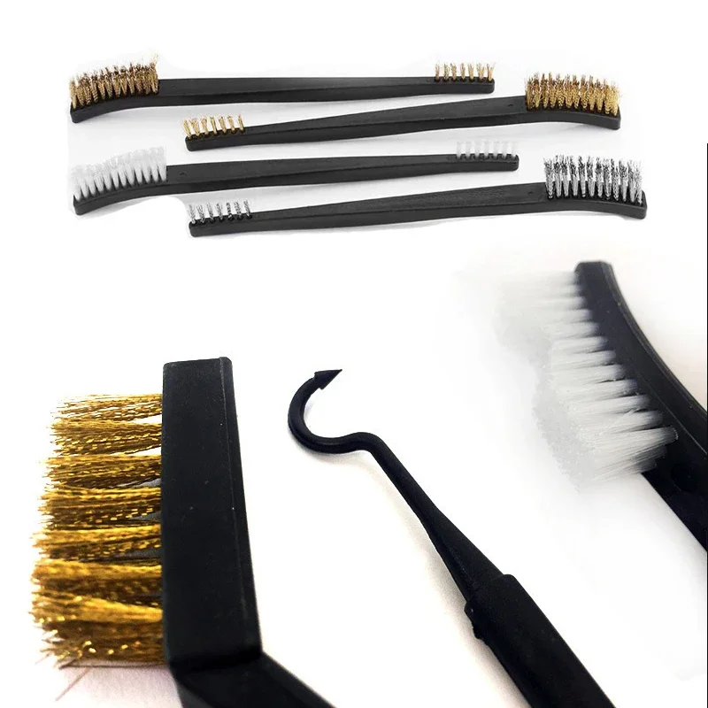 Universal Steel Wire Brush Nylon Pick Set Double-end Metal Cleaning Gun Cleaning Brush Kit Accessories Pipes Cleaning Tool 3-7pc