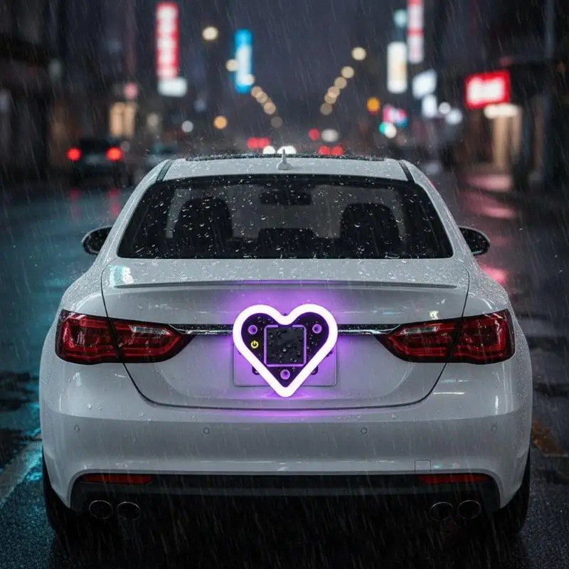Love Heart Solar LED Atmosphere Light For Car Triangle Window Outdoors Warning Light Decoration Neon Lamp