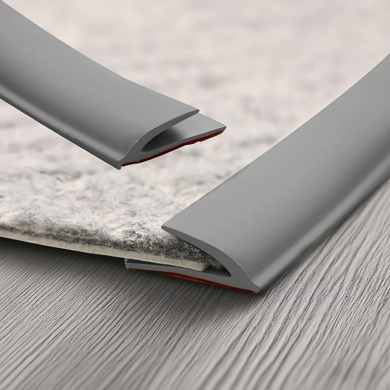 1‑Meter Self‑Adhesive PVC Carpet Edge Trim, Transition Strip for Carpet to Tile Flooring, Doorway & Outdoor Application