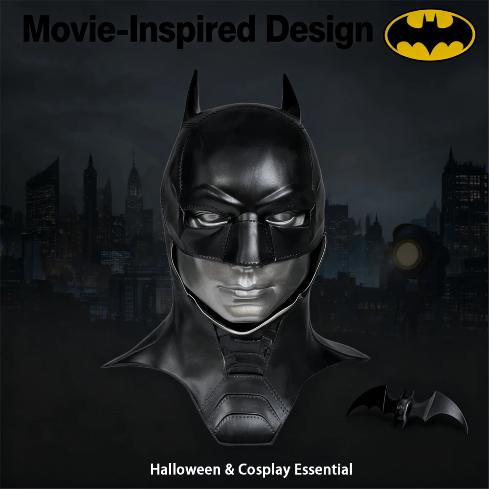 Professionelle Batman-Latexmaske – Filmpräziser Dark Knight-Kostüm-Kopfbedeckung für Halloween, Cosplay und Filmveranstaltungen, Filmqualität