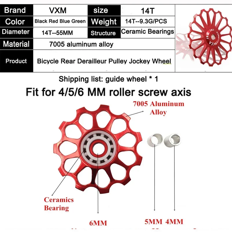 Road Bike Ceramic Pulley Rear Derailleur 11T 12T 13T 14T 15T 16T Guide MTB Ceramic Bearing Jockey Wheel For Shimano Sram GX xx1