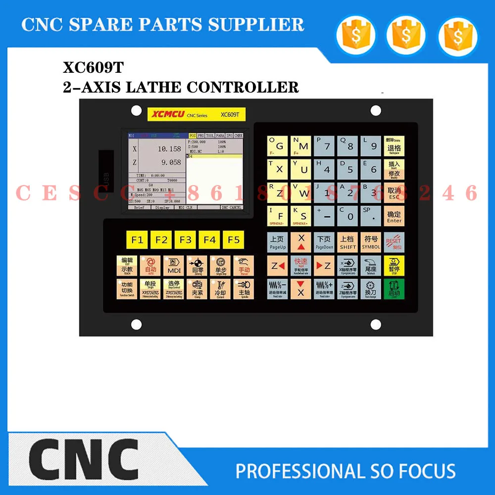 Offline CNC controller 2-axis lathe motion control system XC609T stepper servo motor G code outer circle, end face, groove, arc,