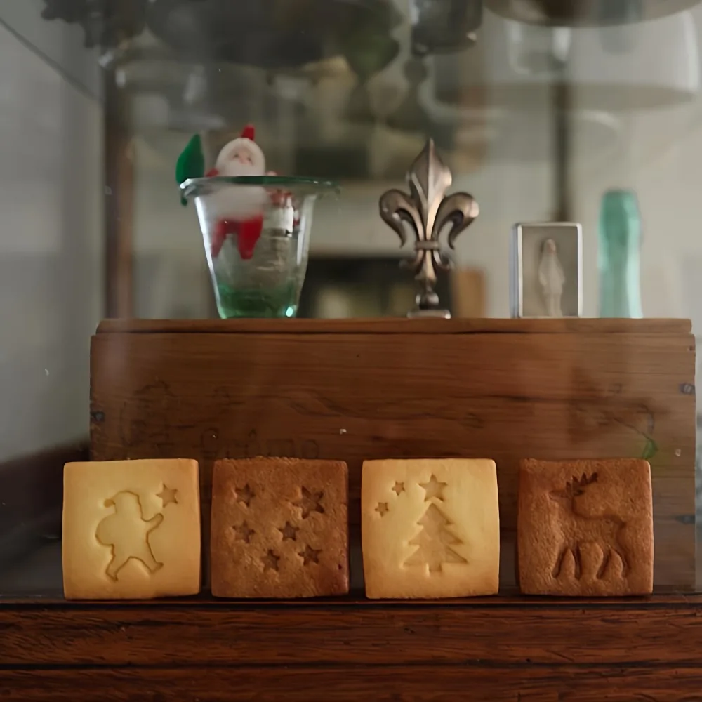 Christmas Square Cookie Cutter Mold Christmas Tree Star Cookies Mold Reindeer Sugar Baking Tool Stamp Baking Accessories