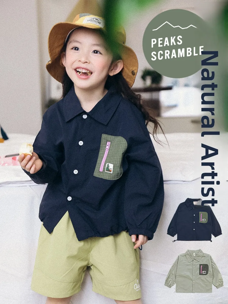 

Spring Autumn New Loose Long Sleeve Children's Shirt Little Style Cotton Fabric Girls' Casual Shirt the Mount Space