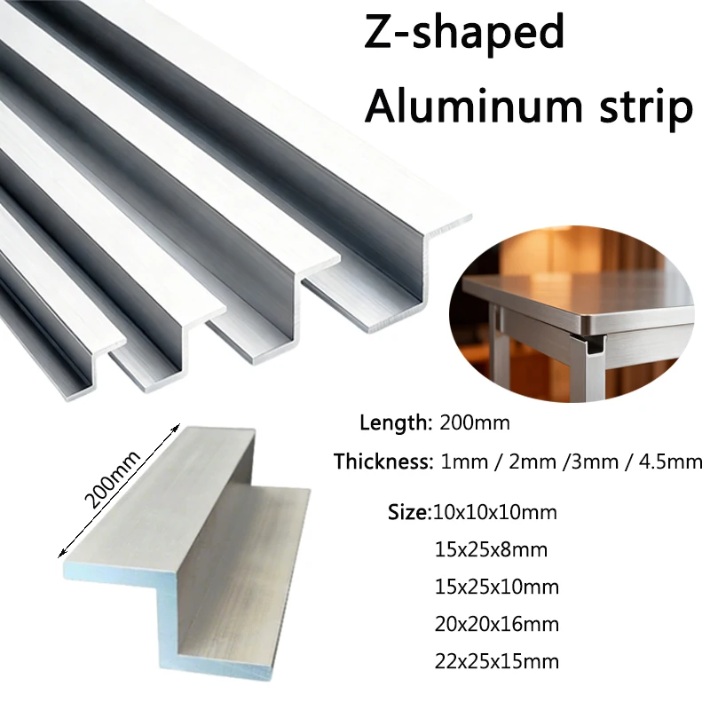 1PCS Z-Shaped Aluminum Trim 10-22mm, Flexible Edge Molding for Cabinet Door Window Frame Protection, Easy Install