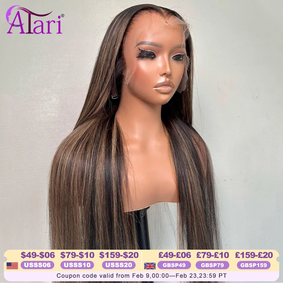 

5x5 Застежка Пепельно-коричневый блондин Мелирование Прямые парики из натуральных волос Прозрачный 13x6 13x4 Кружевной фронтальный парик из волос Remy для женщин