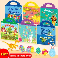 Baby Toys Reusable Stickers Books DIY Hand-on Cognition Puzzle Sticker Early Learning Educational Toys For Children Gifts