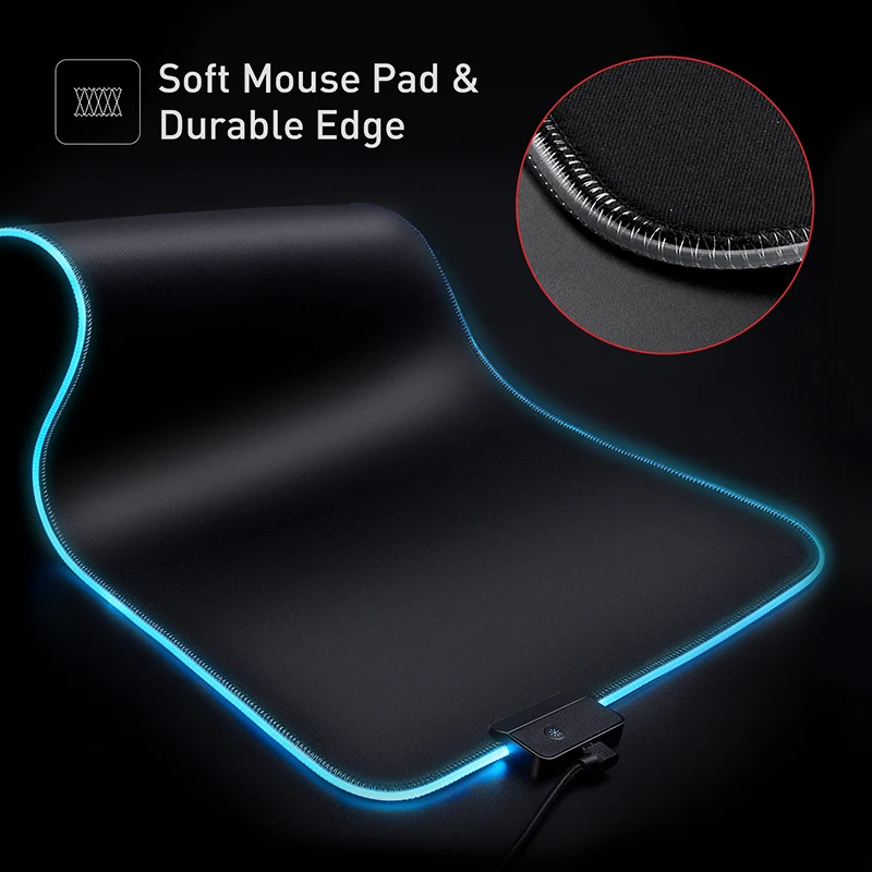 Hot Selling Black Wave Pattern Mousepads Speed Version or RGB Glowing Type Computer Laptop Mice Pad Gaming Accessories