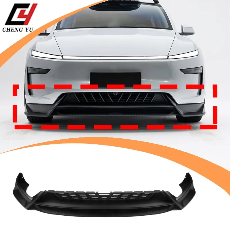 Front Lip for Tesla Model Y Juniper 2025+ Aftermarket Glossy Black Carbon Fiber Bumper Splitter Body Kit Exterior Styling