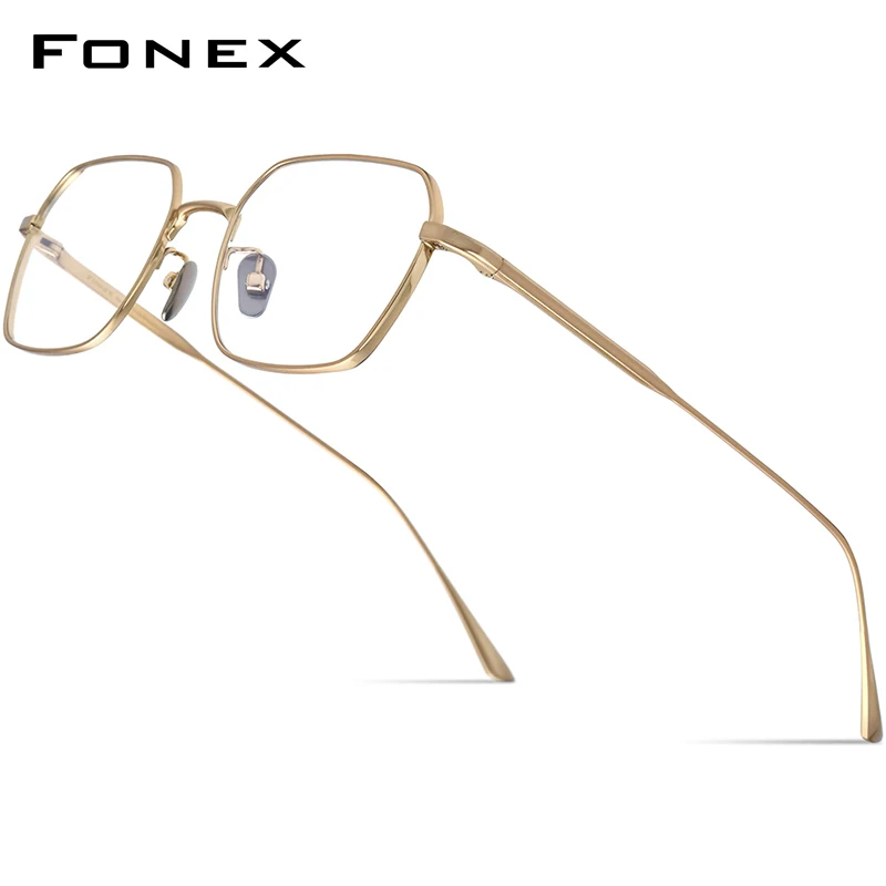 

FONEX Pure Titanium Glasses Frame Men 2024 New Retro Trendy Square Eyeglasses Simplicity Women Eyewear DESKEY