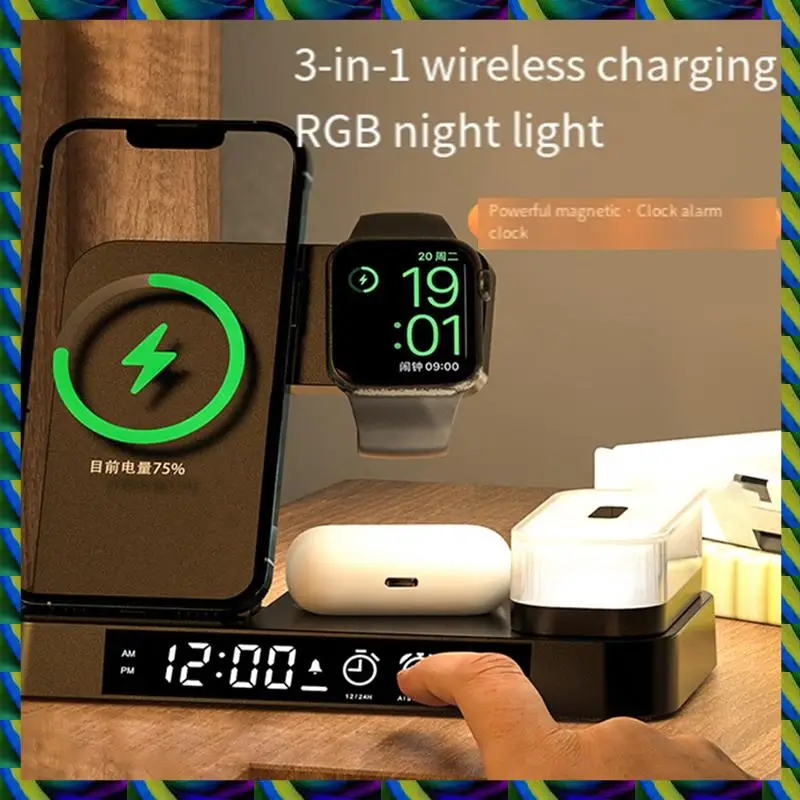 매일 사용 USB 플러그 시계 무선 충전기 무선 충전기 무선 충전 전화 스탠드 알람 시계 고속 충전 베이스