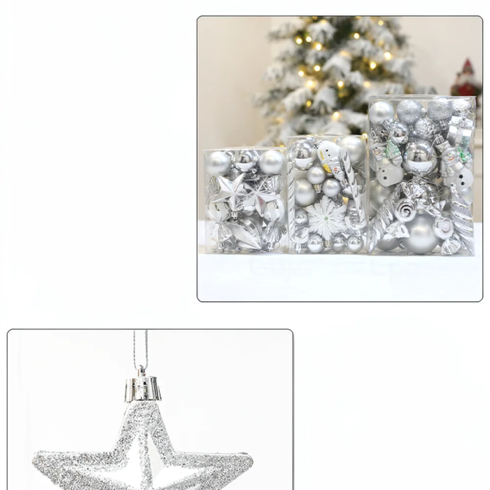 Home Xmas Decor Ideas - Noel Ağacı Süsü Seti Gümüş Renkli