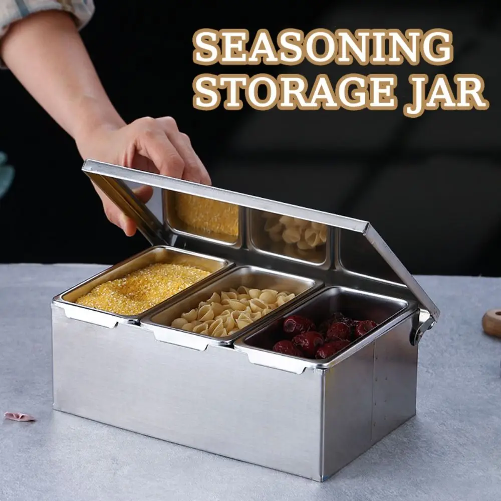 

Creative Spice Storage Box Multi Compartments 2/3/4/5/6 Grids Spice Seasoning Container Large Capacity with Lid