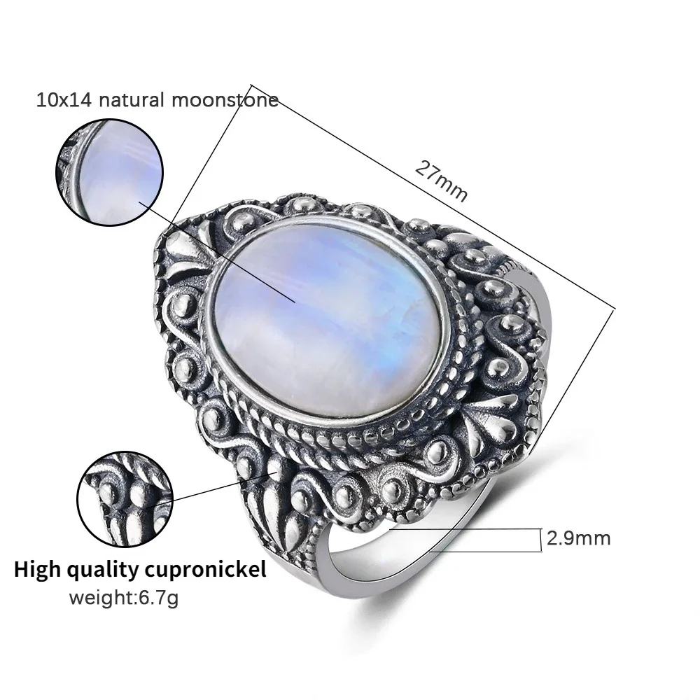 Nasiya Vintage Oval Natural Moonstone Rings For Women S925 Silver Ring Jewelry Finger Ring Gemstone Rings Party Gift