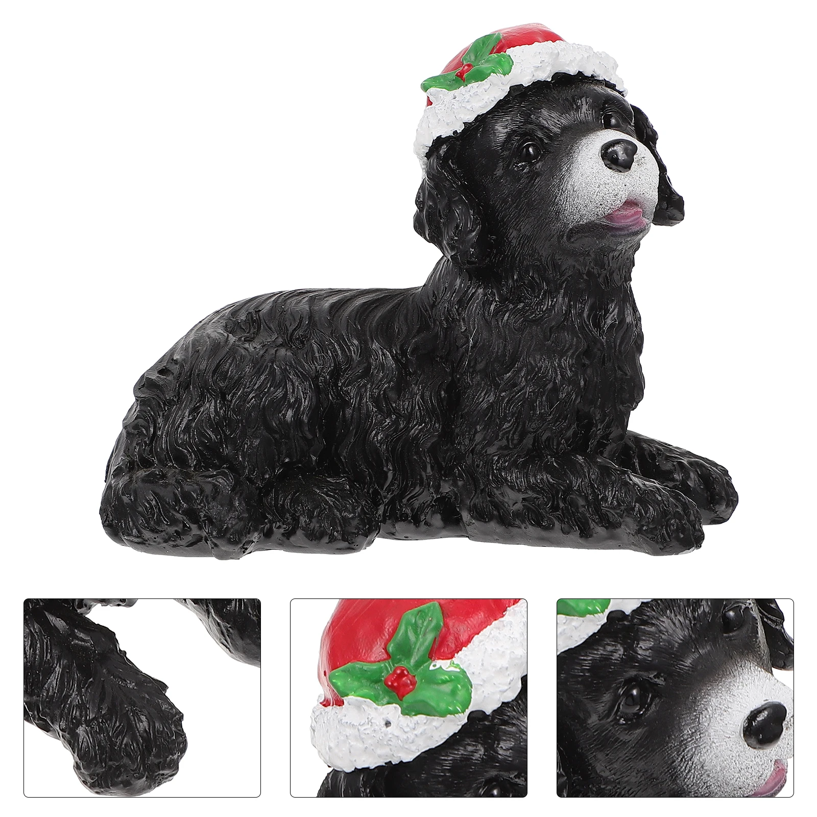 

1Pcs Resin Christmas Ornament Little Dog Statue Wearing Festive Christmas Hat Creative Decoration for Holiday Parties and Home