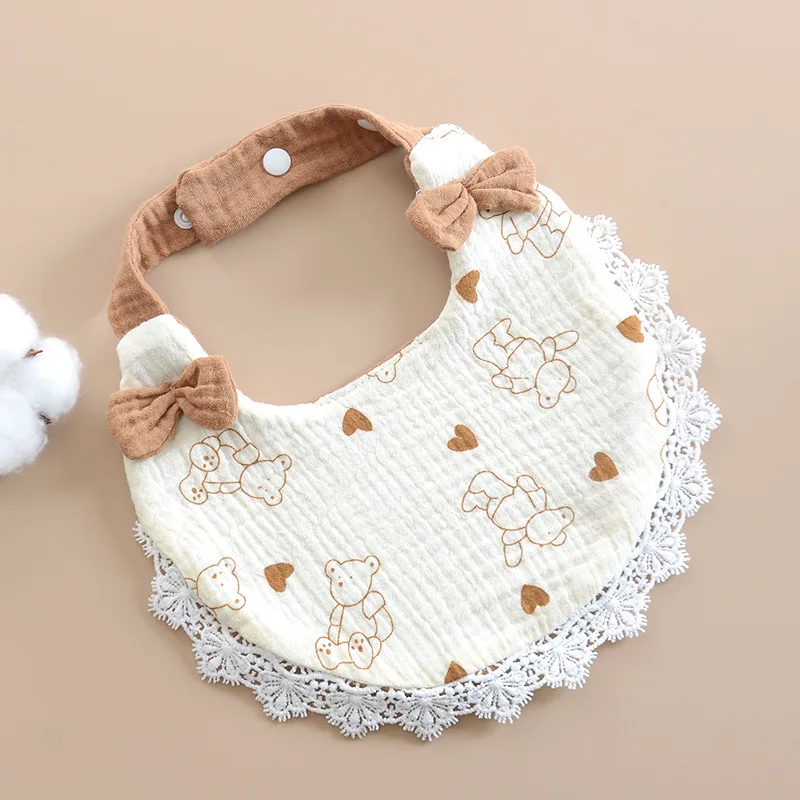 Baberos para bebé recién nacido, bonitos lazos, tela de muselina de encaje para eructar, toalla de Saliva de algodón para niñas, babero infantil, artículos para bebés, accesorios