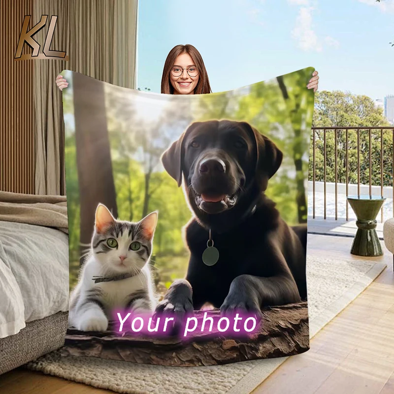 

1pc Custom Blanket With Photo Text, Personalized Blanket Custom Throw Blanket, Custom Gift Blanket For Family, Friends