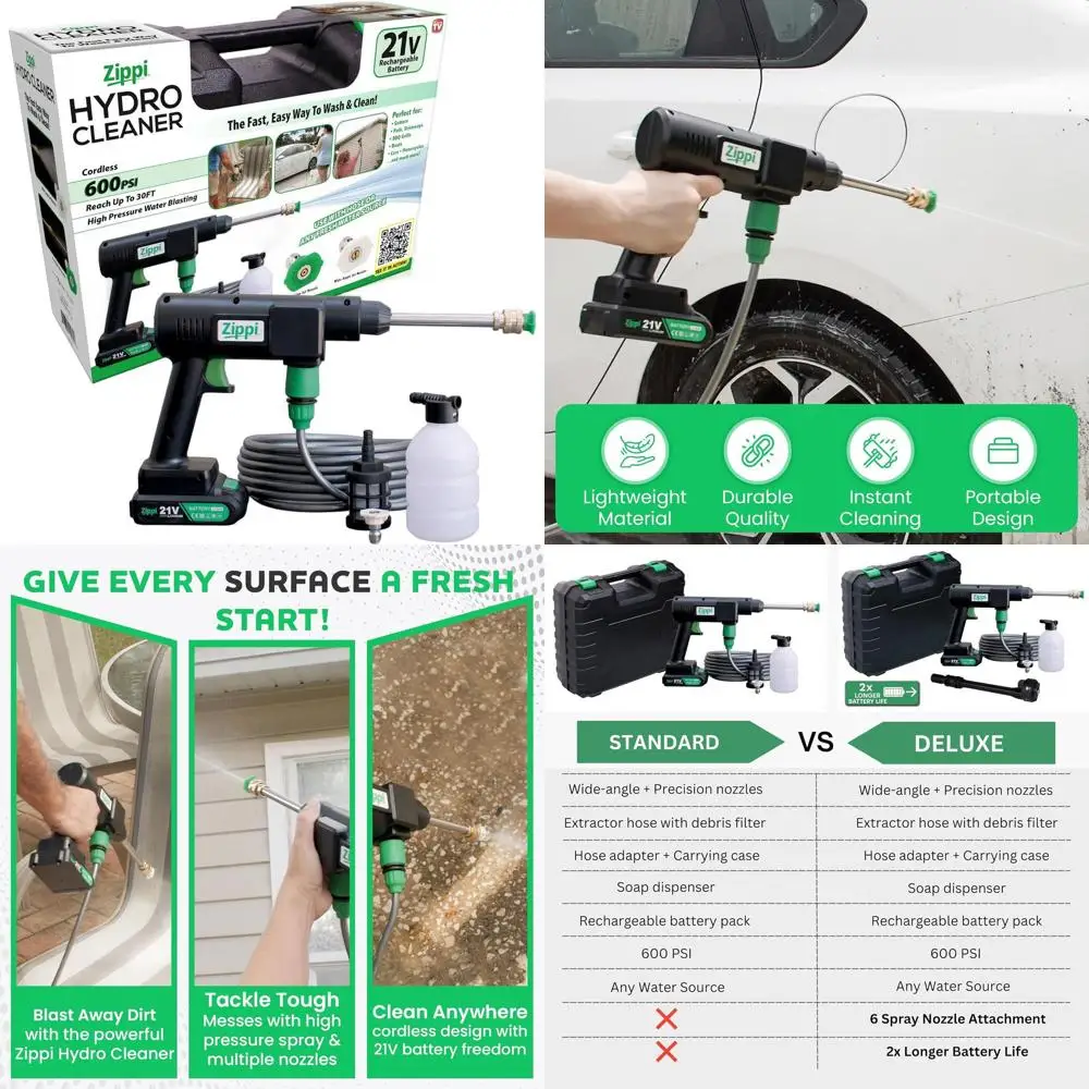 

Портативная мойка высокого давления 2025 с дозатором пены, аккумулятором 1500 мАч, легкая, для уборки плитки и швов на улице