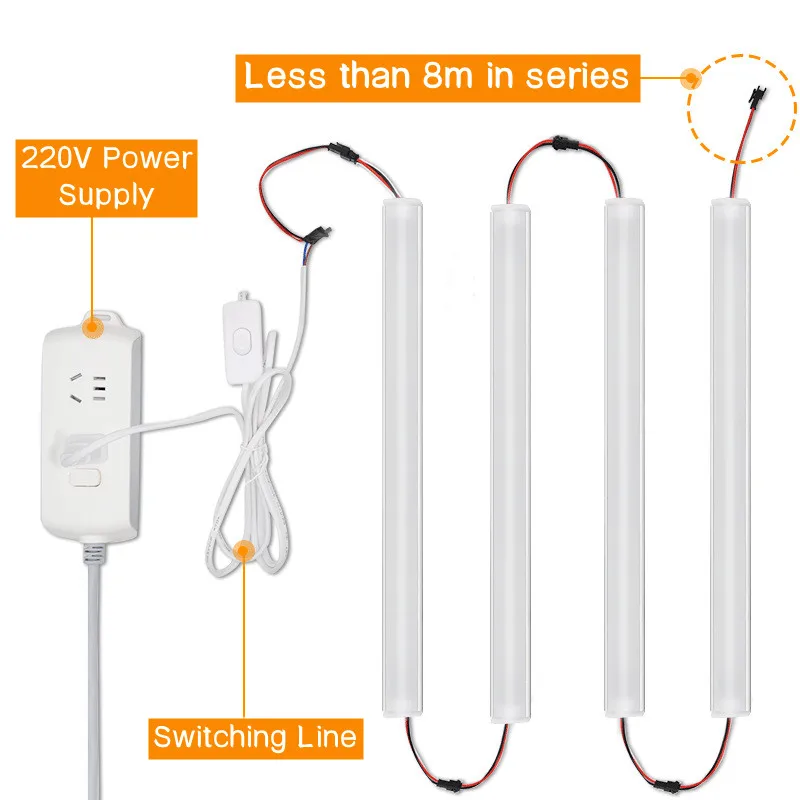 室内装飾用の高輝度アルミニウムプロファイルを備えたLEDチューブライト,220V,50cm