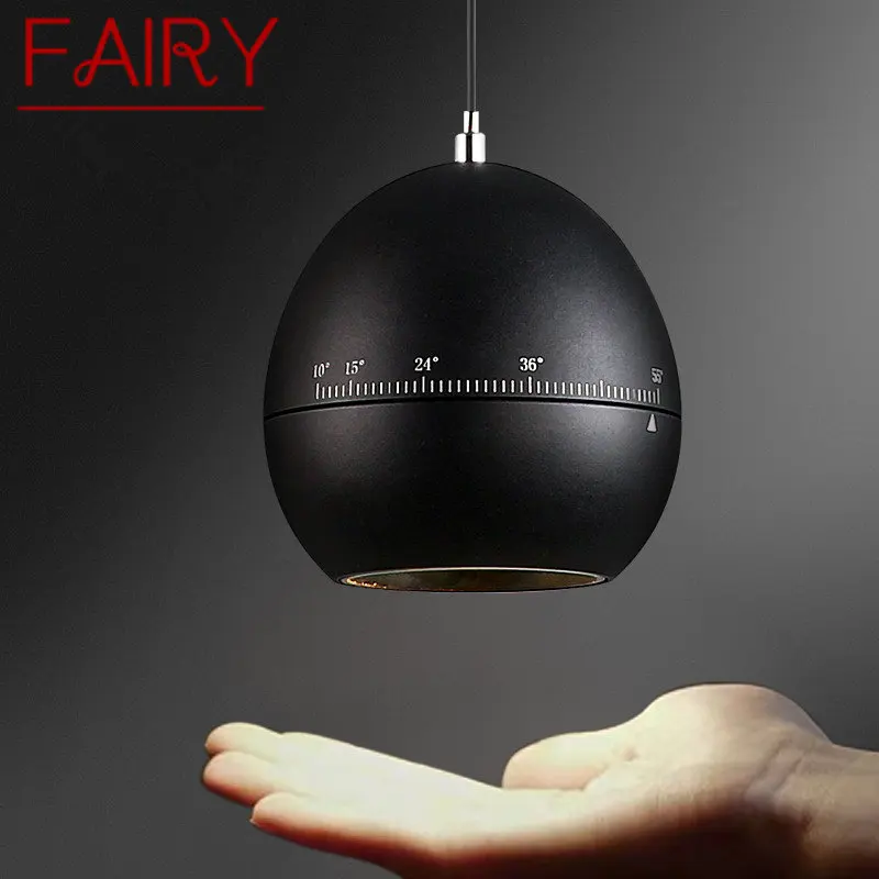 FAIRY Modern Black Pendant Lamp LED Adjustable Focal Length Creative Design Bedside Hanging Light  For Home Bedroom