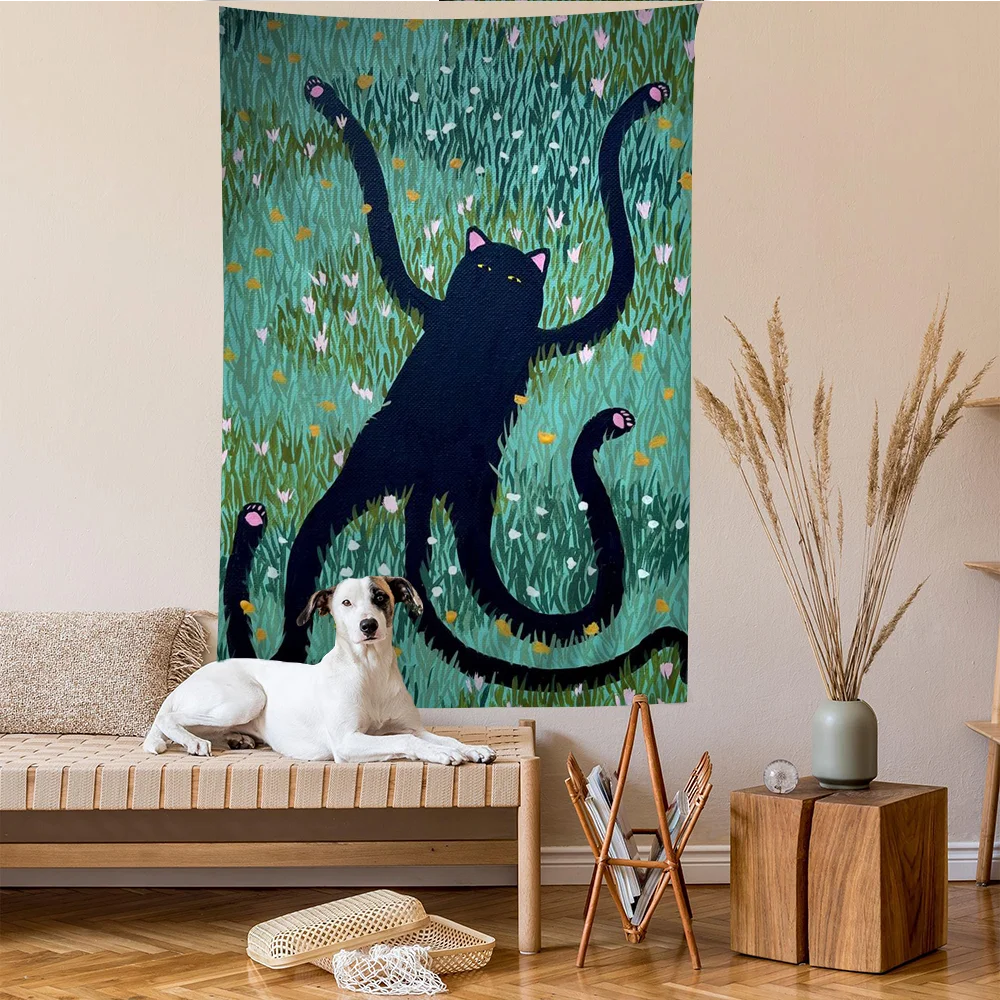 

Забавный милый любовник с принтом кота, большой настенный гобелен, подвесной Таро, хиппи, настенные коврики, общежитие, художественный домашний декор