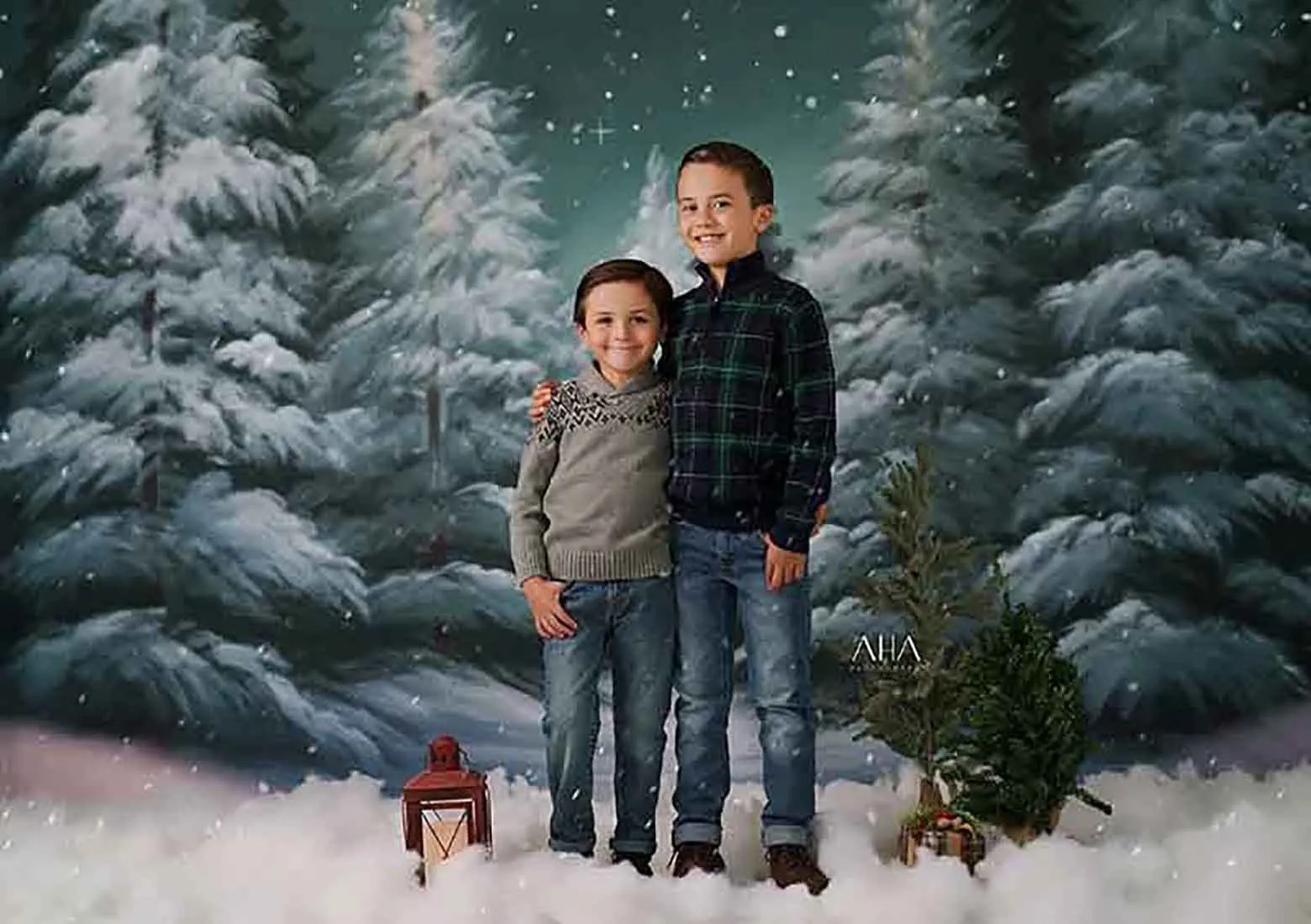 Snowy Spruce Forest Backdrops Kids Photocall Adult Child Photography Props Winter Christmas Jungle Photo Studio Backgrounds