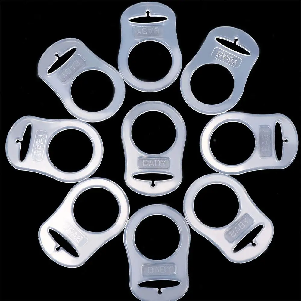 

White Useful Button Ring Holder Transparent Silicone Dummy Adapter Pacifier Clip Pacifier Clip Adapter