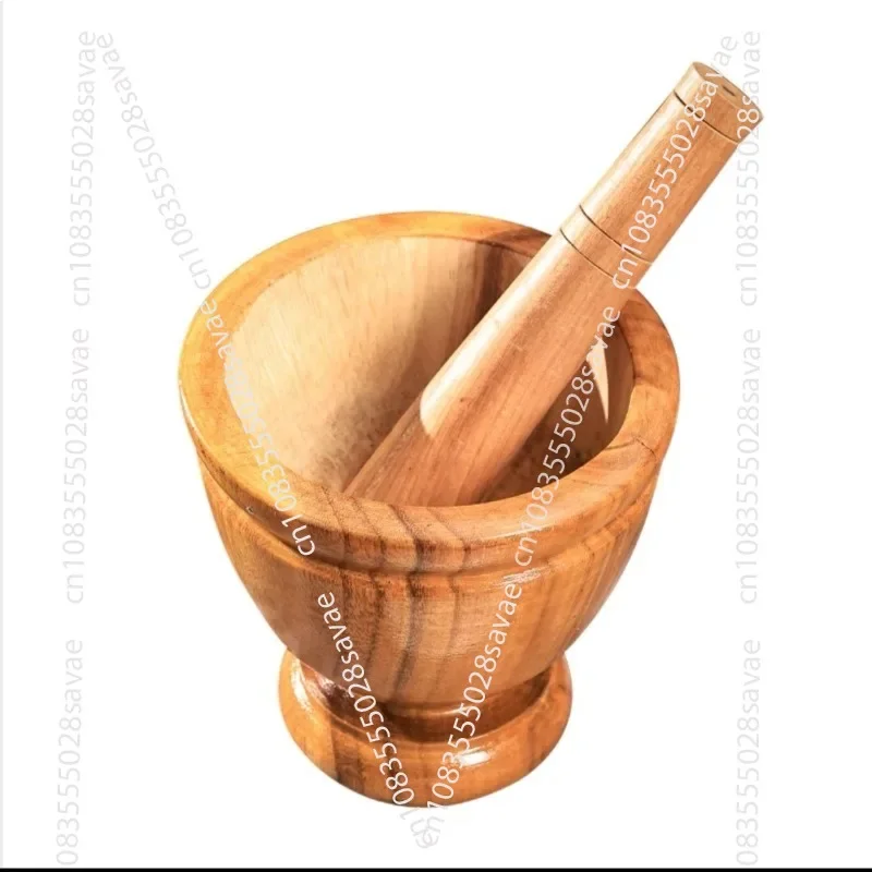 Solid Wood Pounding Tube Dai Flavor Pounding Wooden Mortar Stirring Garlic Pile Nest Wood Round Mortar