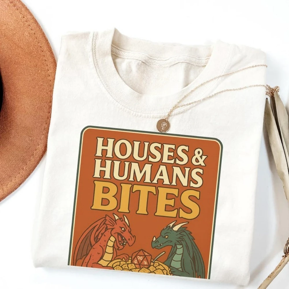 Houses and Humans D&D Shirt Dungeons and Dragons Gift Tee for Men Women Funny DnD T-Shirt Summer Short-sleeve Sweatshirt