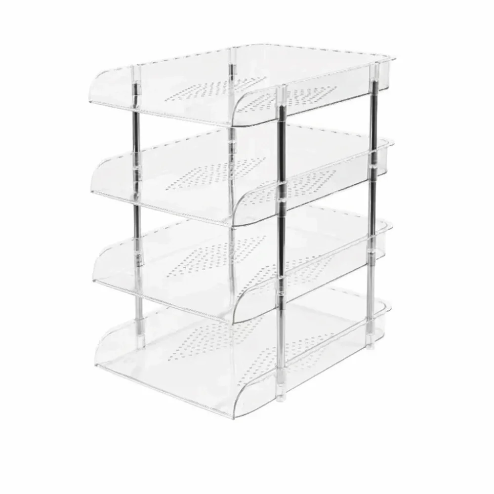 Modular Transparent Desktop File Organizer Durable Large Capacity Paper Holder Multi-Layer Easy Assembly Document Tray Office