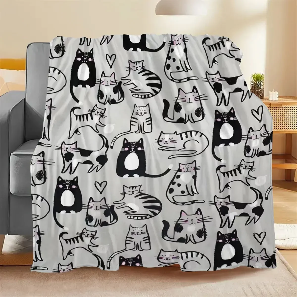 The Ultimate Cozy Cat Pattern Fleece Throw Blanket Sofa Home Decor Cute Animal Print Kitten Gift Living Room Bed