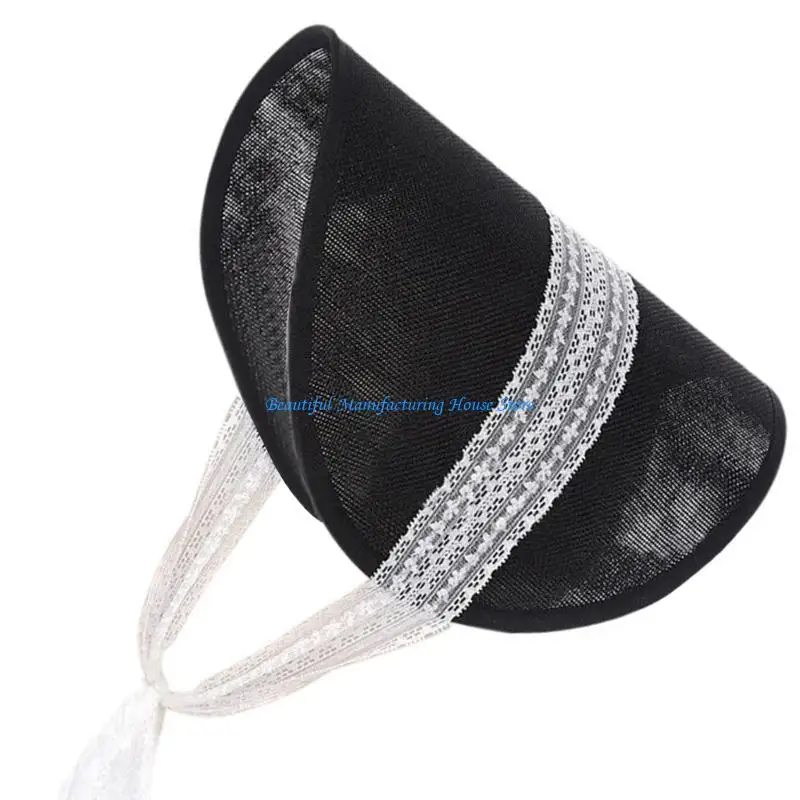 E56A Victorian Bonnets Hat Lace Ribbon Base Breathable Pillbox Hat Percher Operas Headwear Elegant Hat Base Pillbox Hat