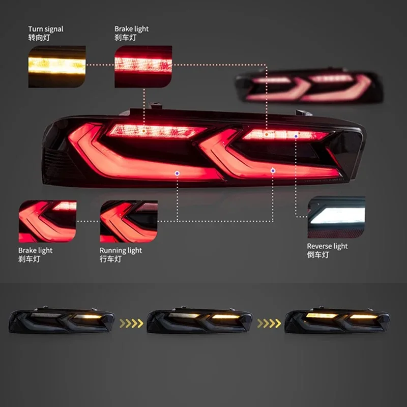 Para Chevrolet Camaro Coupe 2016 -2018 Carro LED Luz Traseira Auto Lâmpada Freio Reverso Luzes de Nevoeiro DRL Plug and Play IP67 2 pçs/set