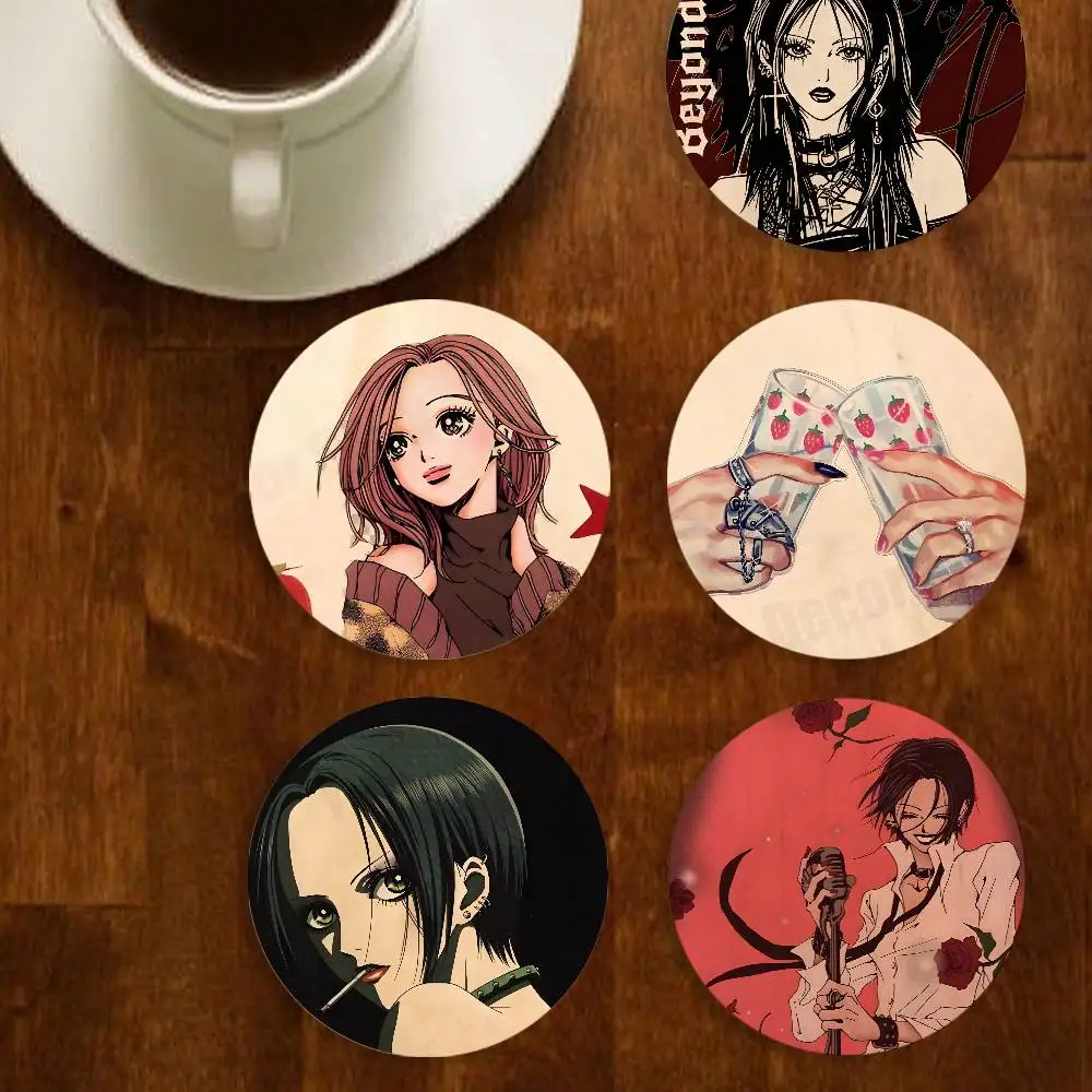 

NANA Anime O-Osaki Komatsu Round Wooden Coasters For Cute Design Suitable for Drinks Tea Coffee Home Gift Choice Holiday