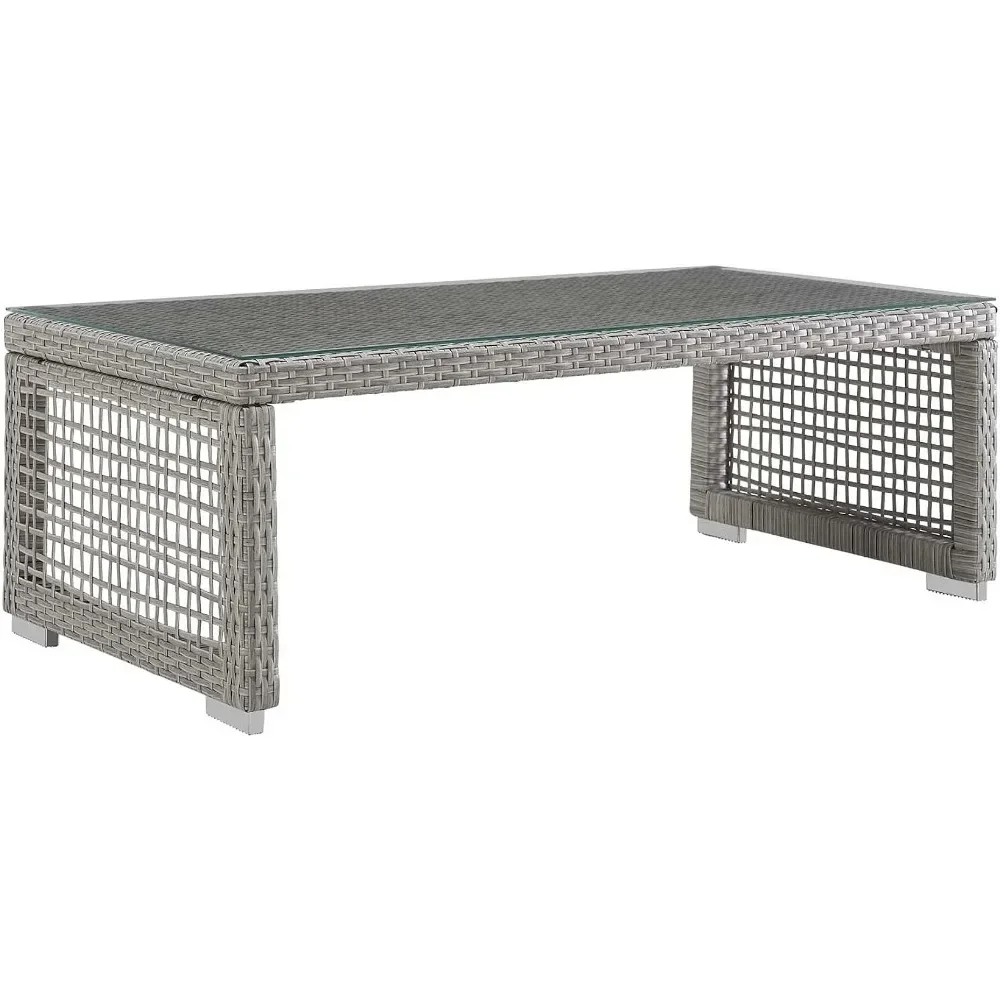 

Outdoor Patio Tempered Glass Coffee Table in Grayfreight Camping Furniture