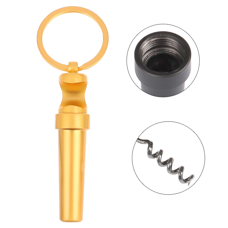 Multifunctional Zinc Alloy 3 In 1 Bottle Opener Keychain Outdoor Portable Mini Wine Beer Can Opener Wood Corkscrew Kitchen Tools