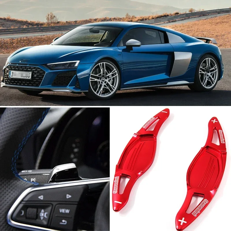 For Audi R8 2016-2018 2pcs Steering Wheel Aluminum Shift Paddle Shifter Extension Car-styling