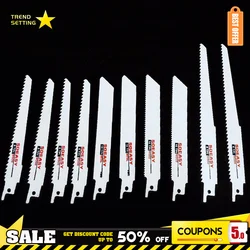 Realmote 10pcs Saw Blades Set Carbide Woodworking Wood Fibreboard Metal Cutting Reciprocating Power Tools Accessories