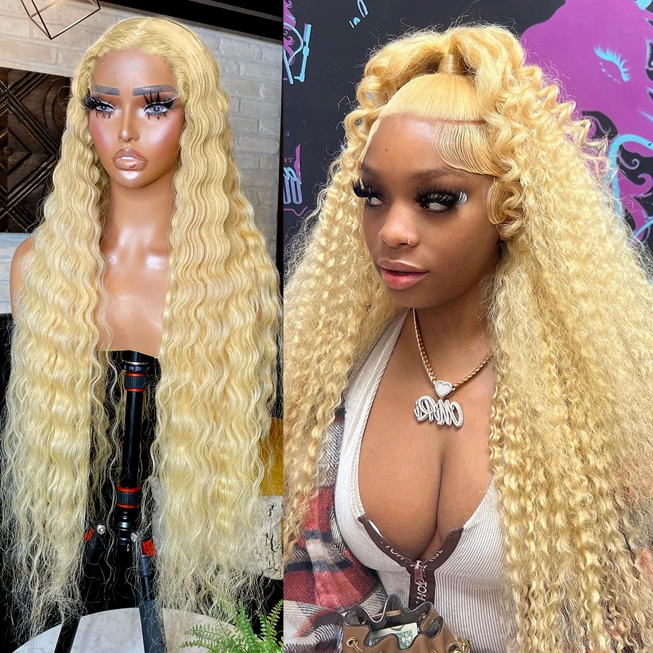 

Wulala 613 Honey Blonde Deep Wave Wig 13x6 Hd Lace Frontal Wig 13x4 Brazilian Pre Plucked Water Curly Lace Front Human Hair Wig