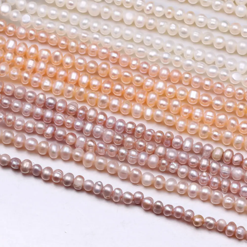 4-5mm Round Natural Freshwater Pearl White Pink Purple Spacer Beads for Jewelry Making DIY Necklace Bracelet Bracelets Accessory