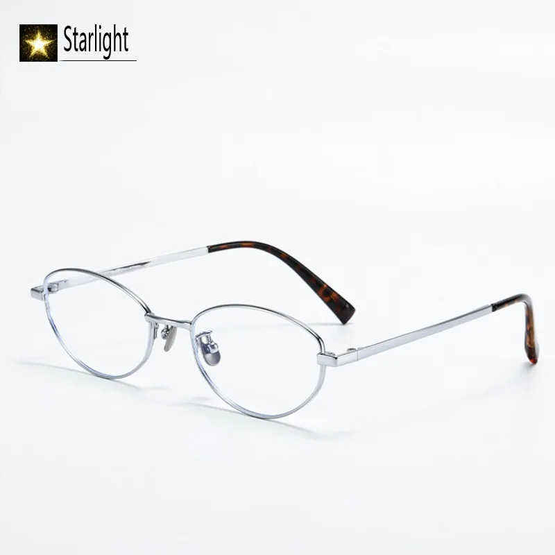 

Легкая художественная овальная оправа для очков, женская женская оправа для очков с защитой от синего света для чтения по рецепту, женская оправа для близорукости 141 мм