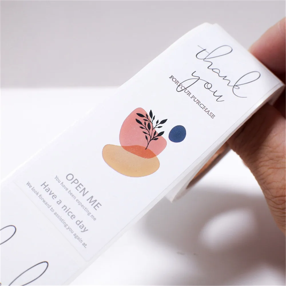 100pcs Rectangle Thank You Stickers Roll 3x9cm Seal Labels Gift Box Packaging Decor Sticker This Package Is Happy To See You Too