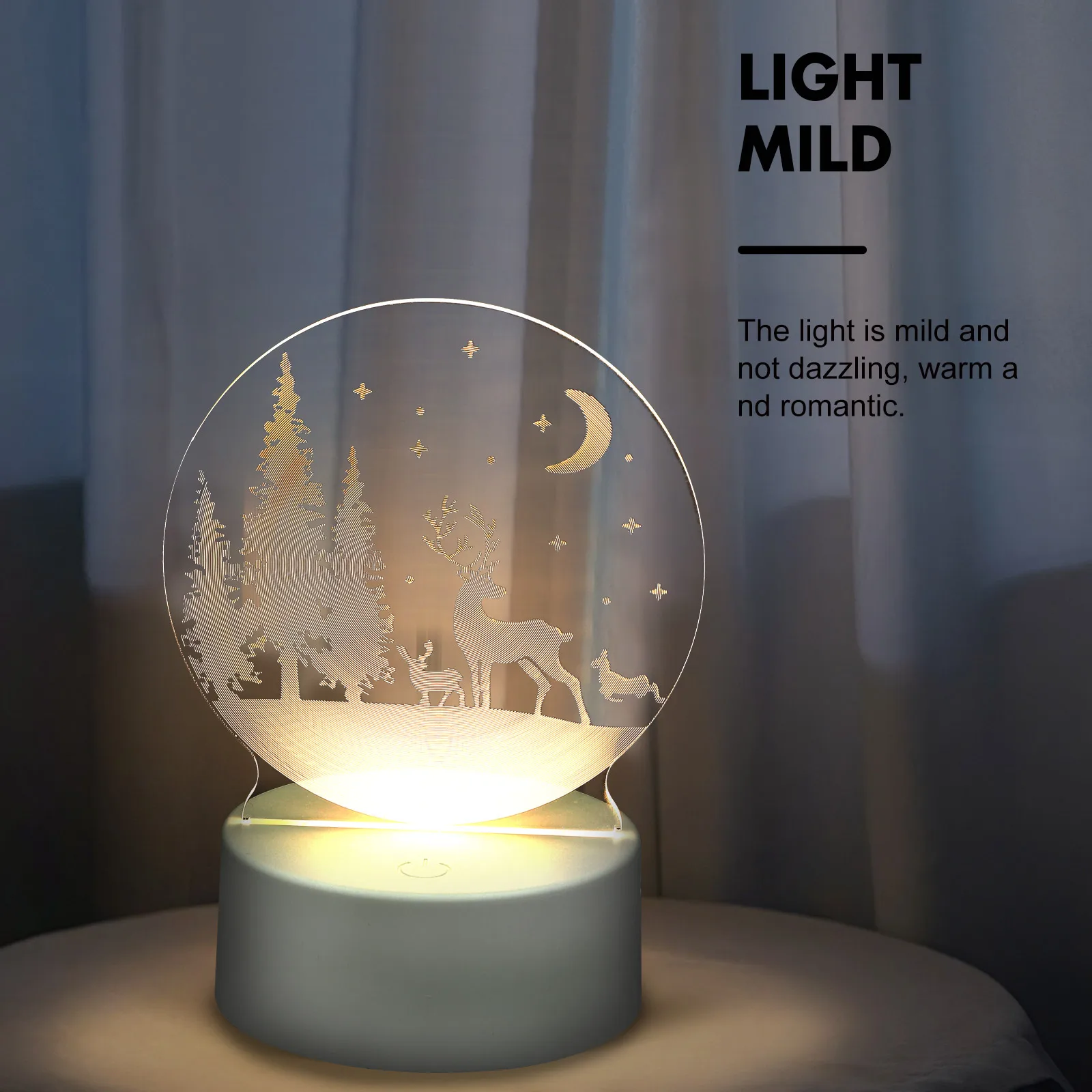

3D Night Night Light Table Lamp Decor Christmas Light Lovely Christmas Lights Warm Fairy Desktop Lamp Acrylic Material
