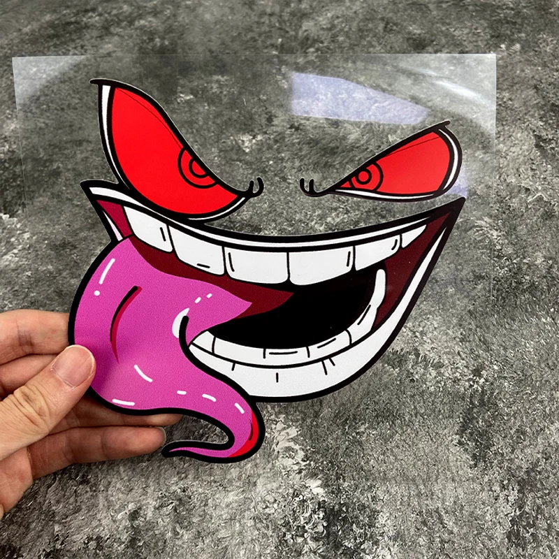 1PC Demon Smiling Face Creative Motorcycle Sticker Waterproof Motorbike Fuel Tank Helmet Electric Scooter Sunscreen Vinyl Decals image 5
